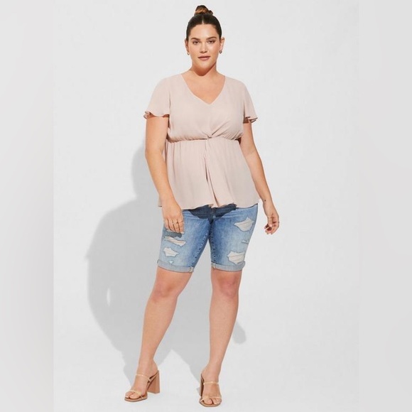 Torrid Georgette Twist Surplice Flutter Sleeve Blouse 3X - Picture 1 of 8